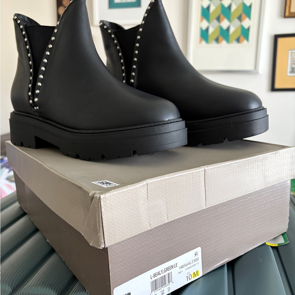 Franco Sarto Black Studded Ankle Booties